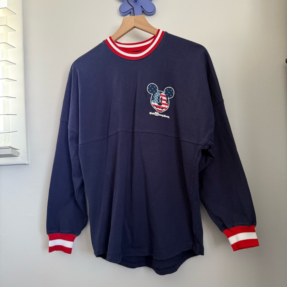 Walt Disney World Small Spirit Jersey USA Flag Americana Navy Patriotic - Picture 4 of 7